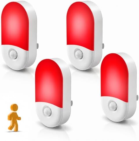 L LOHAS LED Motion Sensor Night Light, Sleep Aid Red, 4 Pack by LLOHASLED