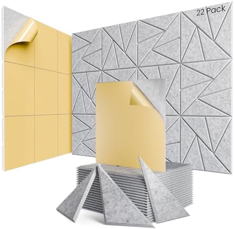22 Pack Self-Adhesive Acoustic Panels, Sound Proof Foam Panels by ROOME