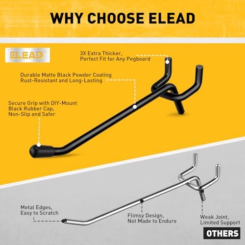 ELEAD 60-Piece 4 Inch Extra Thick Pegboard Hooks, Heavy Duty Peg Board - Image 4