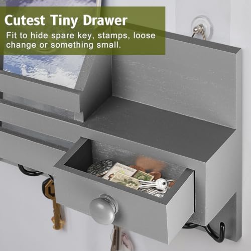 Key Holder Wall Mount, Wooden Key and Mail Organizer - Image 4