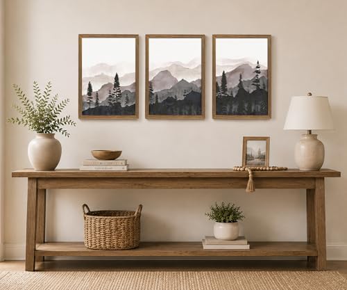 Framed Pine Forest Wall Art Set of 3, Misty Mountain Landscape, 16x24 Inch - Image 5