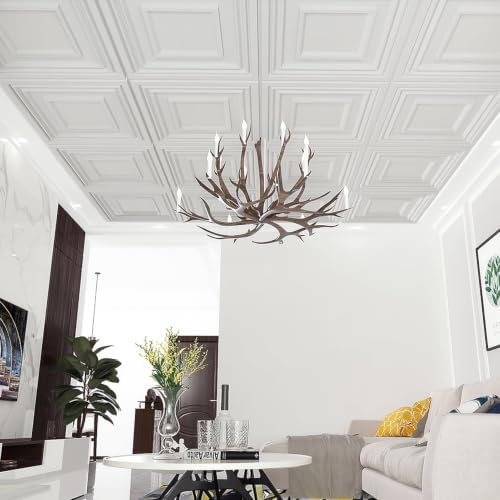 Art3d 24 Pack PVC Ceiling Tiles 24x24 Inches, Pure White - Image 2