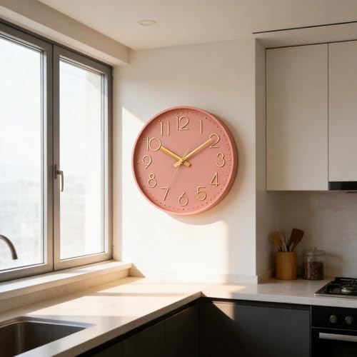 DAXSMY Wall Clock 12 Inch Pink Decorative, Battery Operated Silent - Image 6