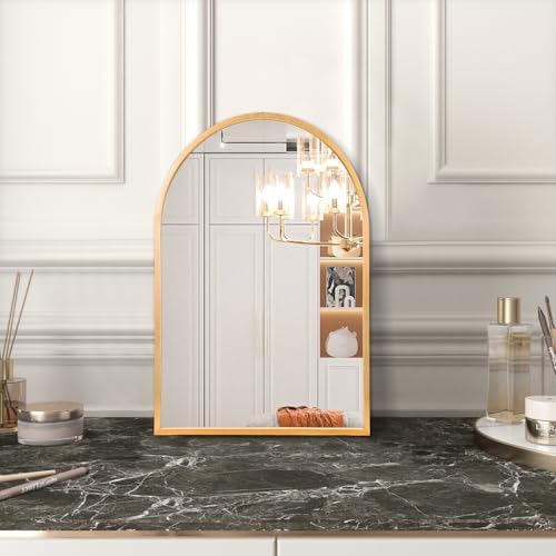 Wall Mirror Arched Bathroom Mirrors, Aluminum Alloy Frame Hanging Vanity Mirror - Image 2