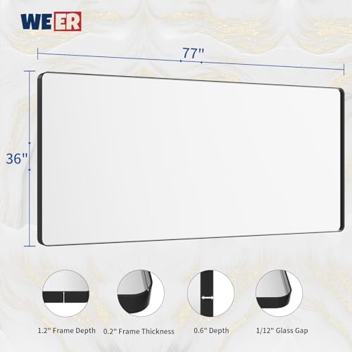 WEER Black Bathroom Vanity Mirror 77X36 Inch - Image 6