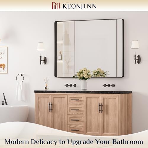 Keonjinn 48 x 36 Inch Black Bathroom Mirror - Image 2