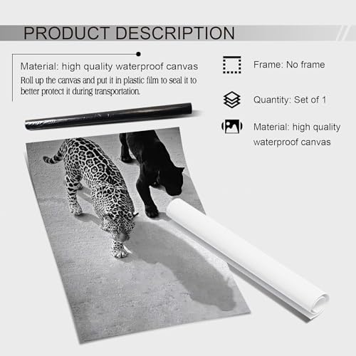 Vintage Black and White Poster Leopard Jaguar Printed Art Cheetah Print Leopard - Image 2