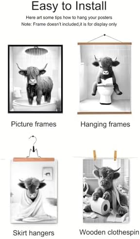 Western Cow Bathroom Decor Wall Art, Funny Highland Cow Wall Art in Restroom - Image 7