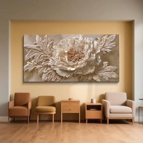Modern Neutral Floral Large Canvas Wall Art Decor - Image 5