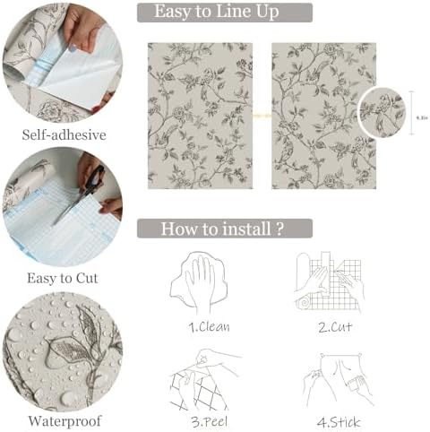 Orainege Vintage Floral Wallpaper Peel and Stick Wallpaper - Image 5