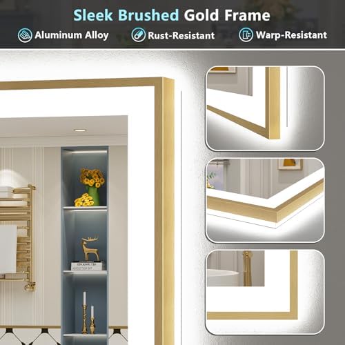 96x36 Gold LED Bathroom Mirror - Image 6