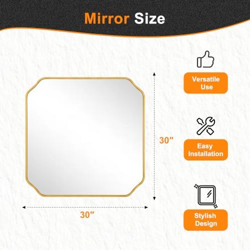 Delma Bathroom Vanity Mirror, Scalloped Round Corner Wall Mirror, - Image 3