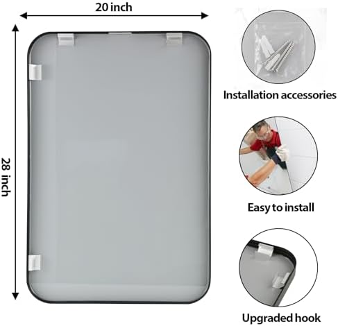 20x28 Inch Black Wall Mirror for Bathroom, Brushed Metal Framed Mirror - Image 6
