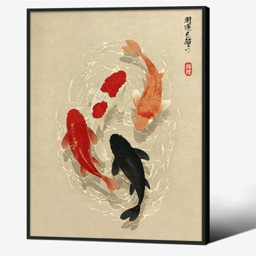 Japanese Koi Fish Canvas Poster Trendy Animal Aesthetic Wall Art 12x16 inch by Unknown