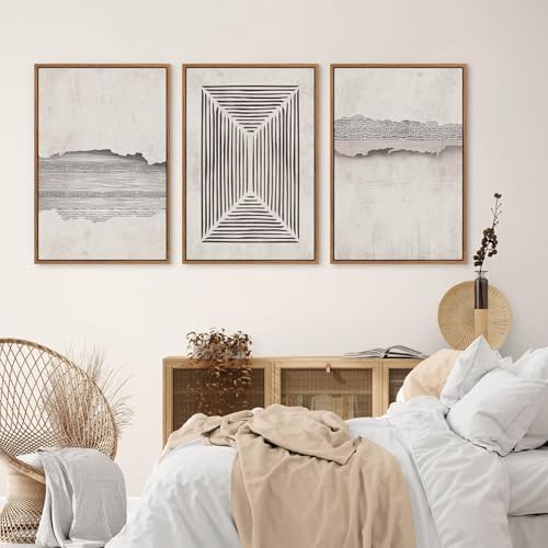 CHDITB Abstract Modern Framed Canvas Wall Art Set, Geometric Line Textured Wall - Image 5