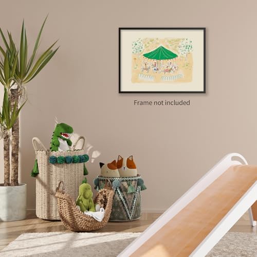 Colorful Carousel Wall Art Trendy Cute Kids Canvas Poster French Theme Nursery - Image 5