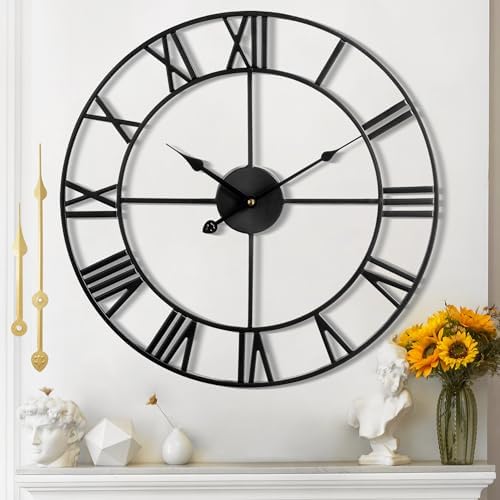 Large Wall Clock for Living Room Decor - 60cm/ 24 Inches Silent Non-Ticking by ArtfulClocksBeautifulMoments
