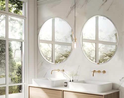 Frameless Round Wall Mirror: Modern Glass Mirror 23.6x23.6 inch - Image 2