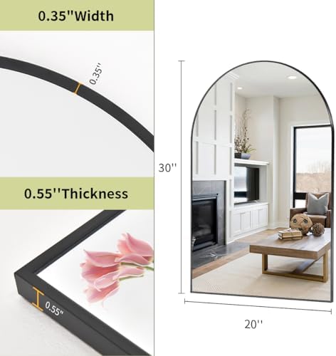 BEAUTYPEAK 20"x30" Arch Bathroom Wall Mirror - Image 4