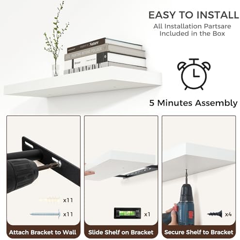 55" Wide x 10" Deep Floating Shelves - Image 4