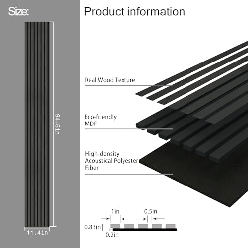 3-Pack Wood Slat Wall Panel for Interior Wall Decor Noise Cancelling 94.5" x - Image 2