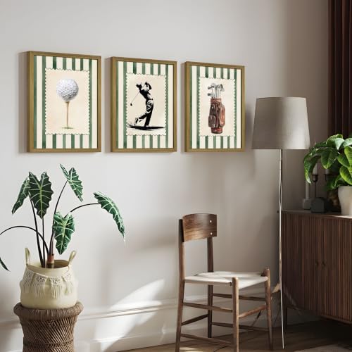 wanyun Vintage Golf Wall Art Set of 3 Canvas, Sports Framed Poster, Neutral - Image 6