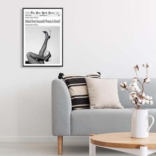 Trendy Black And White Newspaper Canvas Wall Art Behind Every Successful Woman - Image 4