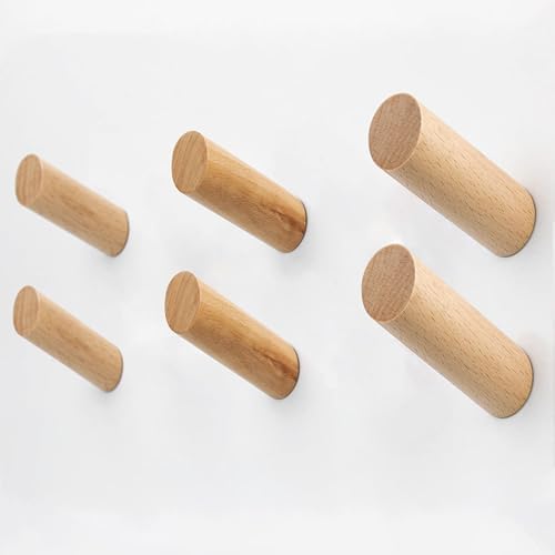 evory Wood Wall Hooks, 6 Pack Coat Hooks Mounted Rustic by Evory