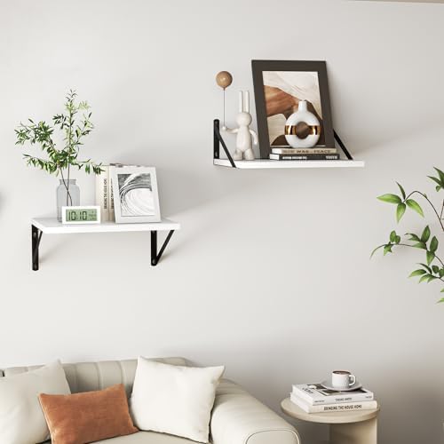 Heimlove 20W x 12D Deep Floating Shelves Set of 2 White - Image 6