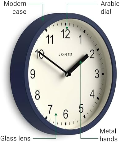 JONES CLOCKS® Spin wall Clock | Small Modern Round Clock | 8" | Dark Blue | - Image 5