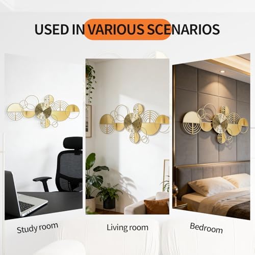 Modern Large Wall Clock Metal Decorative Clock, 3D Creative Wall Art Silent Non - Image 6