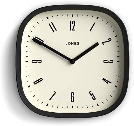 JONES CLOCKS® Marvel wall Clock | Modern Retro Rounded Square Clock | 10" | by JONESCLOCKS