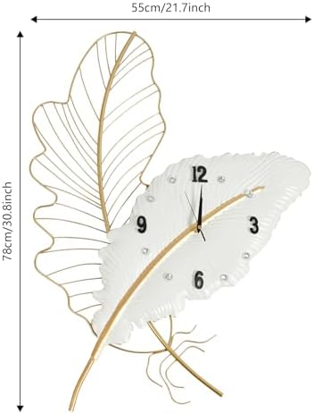 30.8Inch Large Wall Clocks for Living Room, Feather-Shaped Wall Clock Large - Image 7