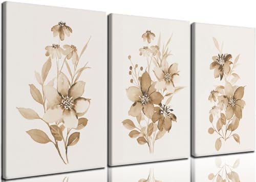 Neutral Botanical Canvas Wall Art Set of 3 by Unknown