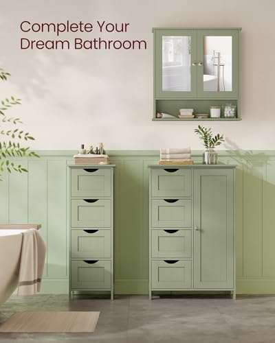 VASAGLE Bathroom Cabinet with Mirror, Wall-Mounted, 2 Mirrored Doors - Image 6