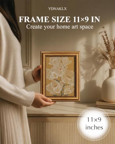 Gold Framed Wall Art, Vintage White Magnolia Flowers Line Canvas Prints - Image 2