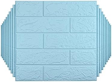 3D Wall Panels Peel and Stick, 29 Sq Ft Coverage, Faux Brick Blue by Sodeno
