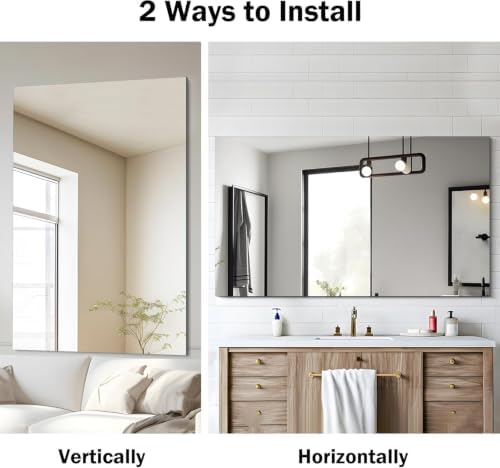 CILIBER Frameless Mirror, 30x48 Inch Rectangle Vanity Mirror - Image 5