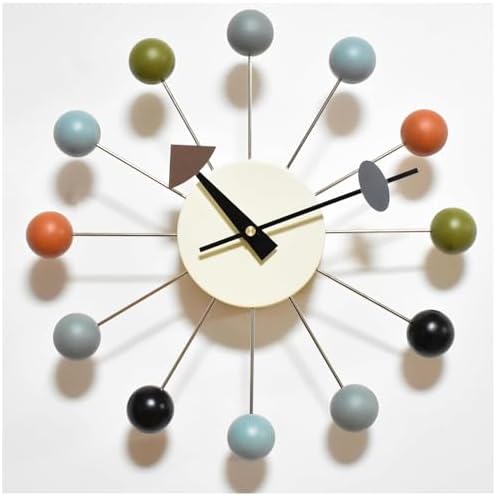 Wood Ball Wall Clock 13 Inch, Mid Century Modern by MOLEIHAO