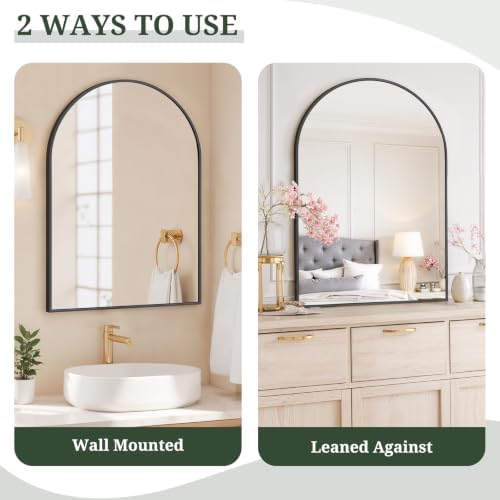 Arched Wall Mirror 40x30 Inch Black Bathroom Vanity Mirror - Image 5