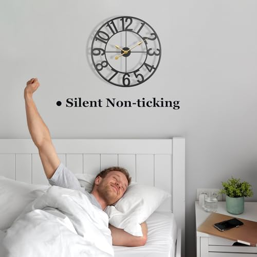 Large Outdoor Clock, Silent Non-Ticking Battery Operated Outdoor Wall Clock - Image 5