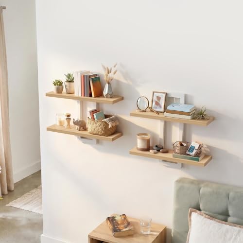 HOOBRO 2-Tier Floating Shelves, 15 Inch Wall Shelf Set of 2 - Image 5