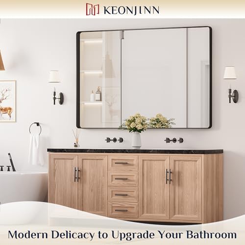 Keonjinn 60 x 40 Inch Black Bathroom Mirrors - Image 2