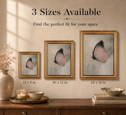 Gold Framed 3D Textured Wall Art, Vintage Pink Butterfly Canvas Prints - Image 5