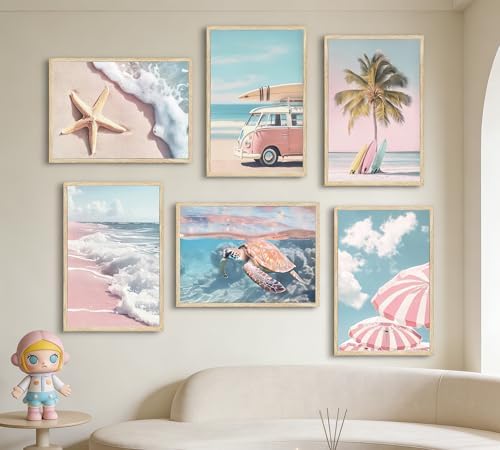 PeuYot Pink Beach Wall Art, Unframed Canvas Posters - Image 6