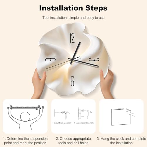 Ergocar Wall Clock, Art Deco Without Ticking Sounds Modern Crystal Porcelain - Image 4