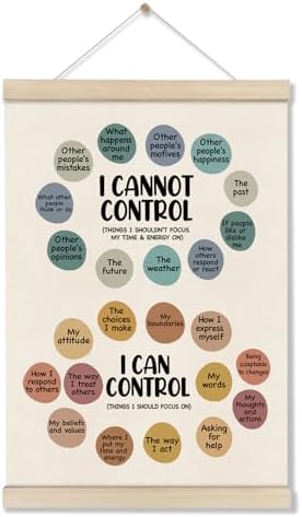 Positive Mental Health Wall Decor, Things I Can Control Poster Hanger Frame by DOI-LANEE