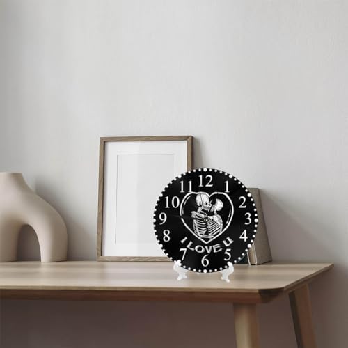 Skull Kiss Wall Clock 10 Inch Battery Operated I Love U Clock Silent - Image 7