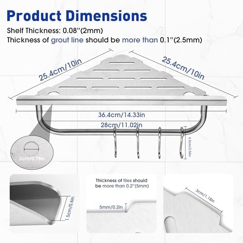Shower Corner Shelf, Grout in Bathroom Shower Shelf - Image 2
