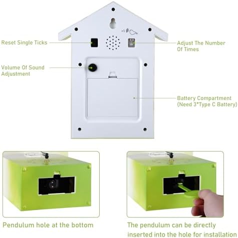 KEYPOWER Cuckoo Clock Cuckoo Wall Clock, Natural Bird Voices Or Cuckoo Call - Image 6